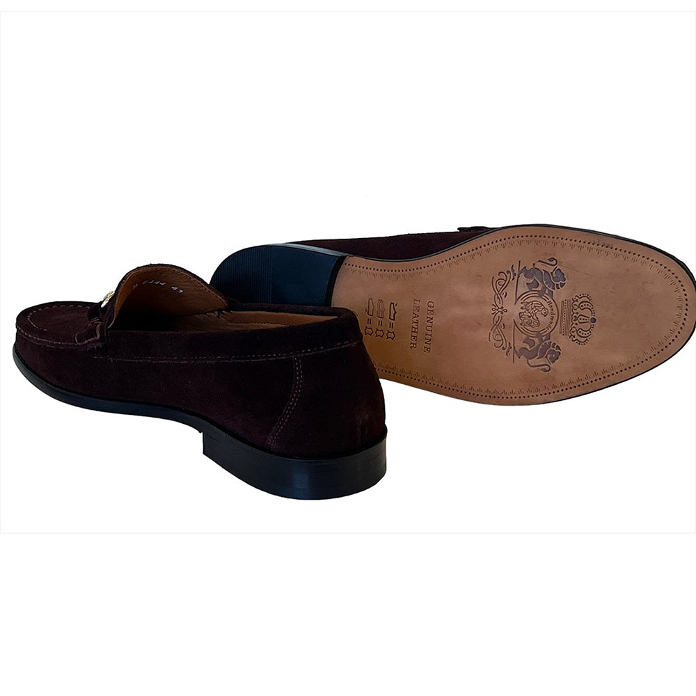 Corrente P000613-6444 Suede Bit Buckle Loafers Brown