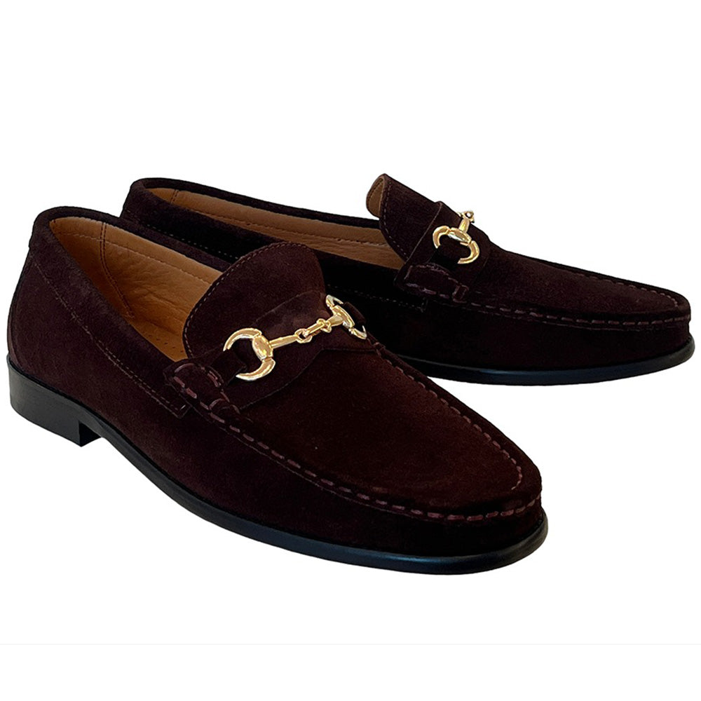 Corrente P000613-6444 Suede Bit Buckle Loafers Brown
