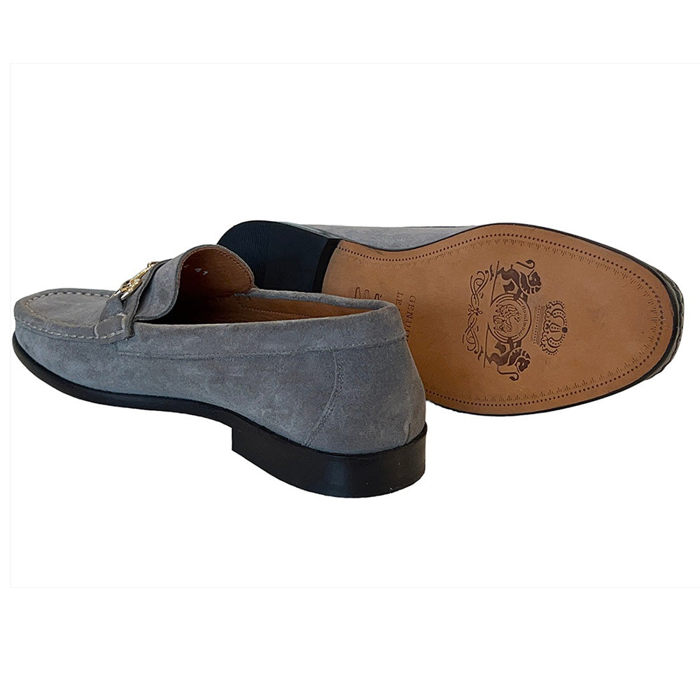Corrente P000614-6444 Suede Bit Buckle Loafers Grey