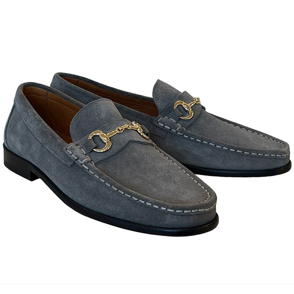 Corrente P000614-6444 Suede Bit Buckle Loafers Grey