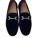 Corrente P000615-6444 Suede Bit Buckle Loafers Navy