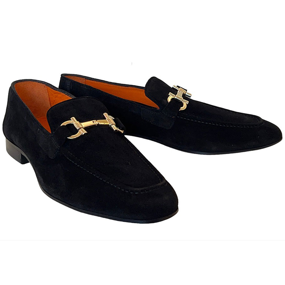 Corrente P000654-6472 Suede Bit Buckle Loafers Black