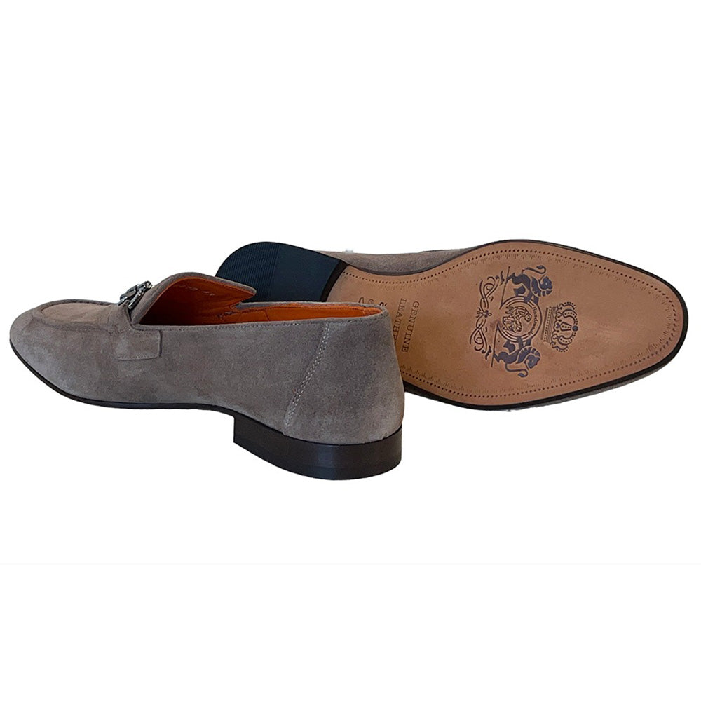 Corrente P000656-6472 Suede Bit Buckle Loafers Taupe