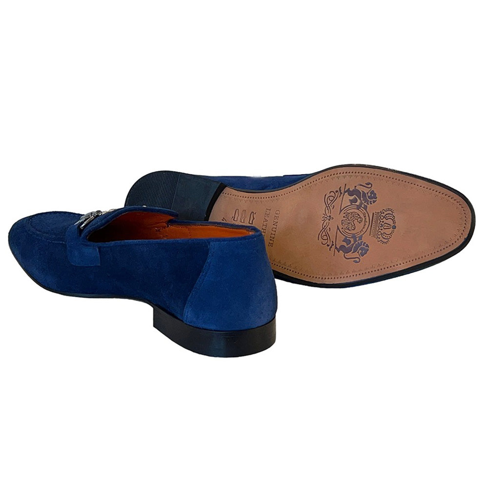 Corrente P000658-6472 Suede Bit Buckle Loafers Blue