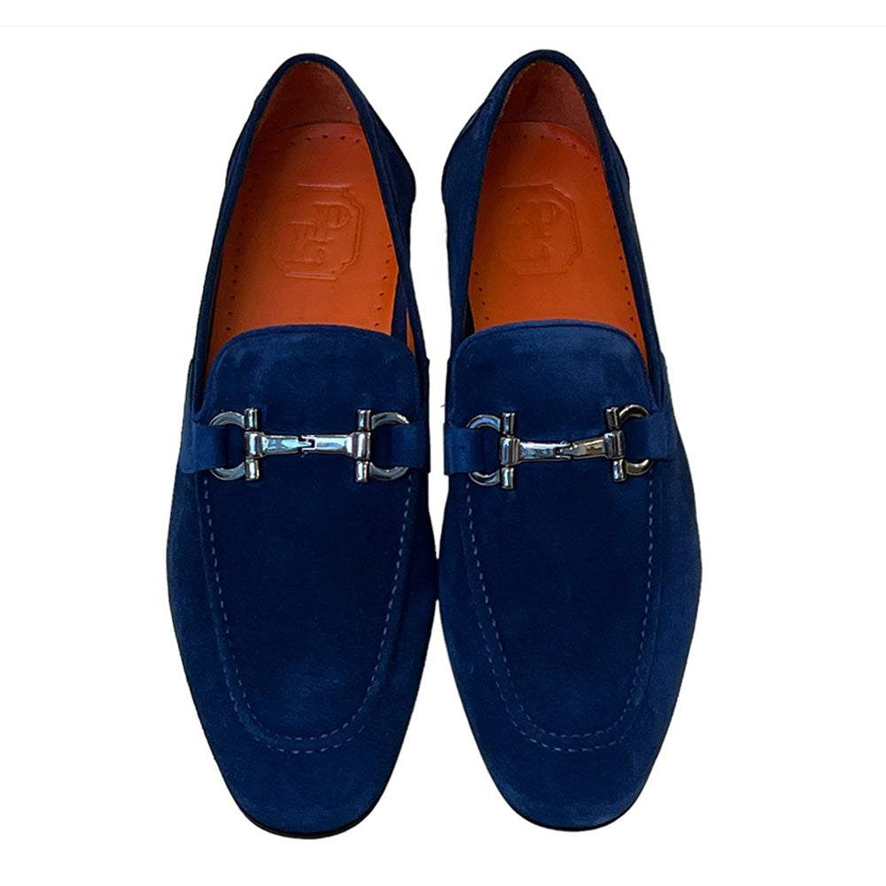 Corrente P000658-6472 Suede Bit Buckle Loafers Blue