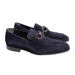 Corrente P00073 Chello Suede Buckle Loafers Navy