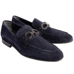 Corrente P00073 Chello Suede Buckle Loafers Navy