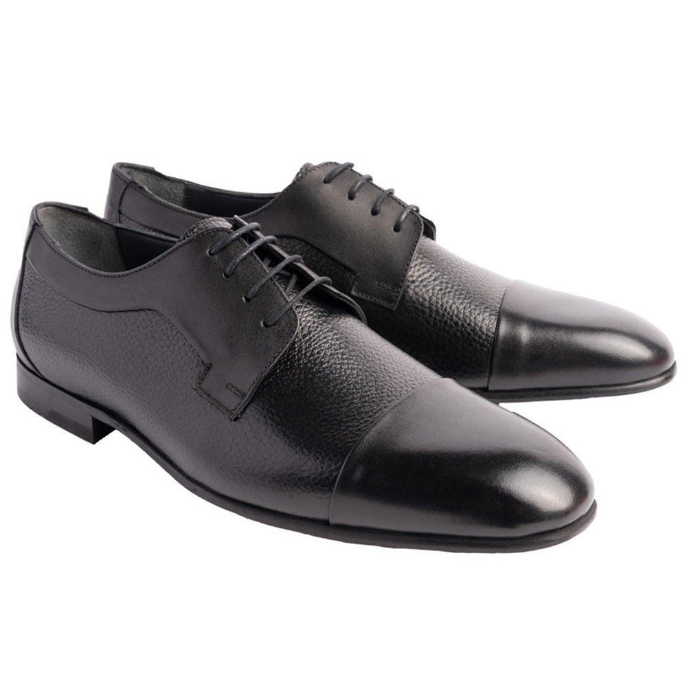 Corrente P00083 Mark Cap-Toe Lace-Up Shoes Black