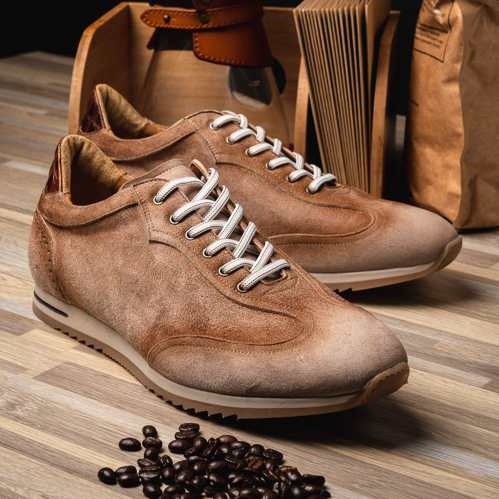 【コーネリアス様】 Zelli Costa Suede & Crocodile Sneakers Brown | MensDesignerShoe.com