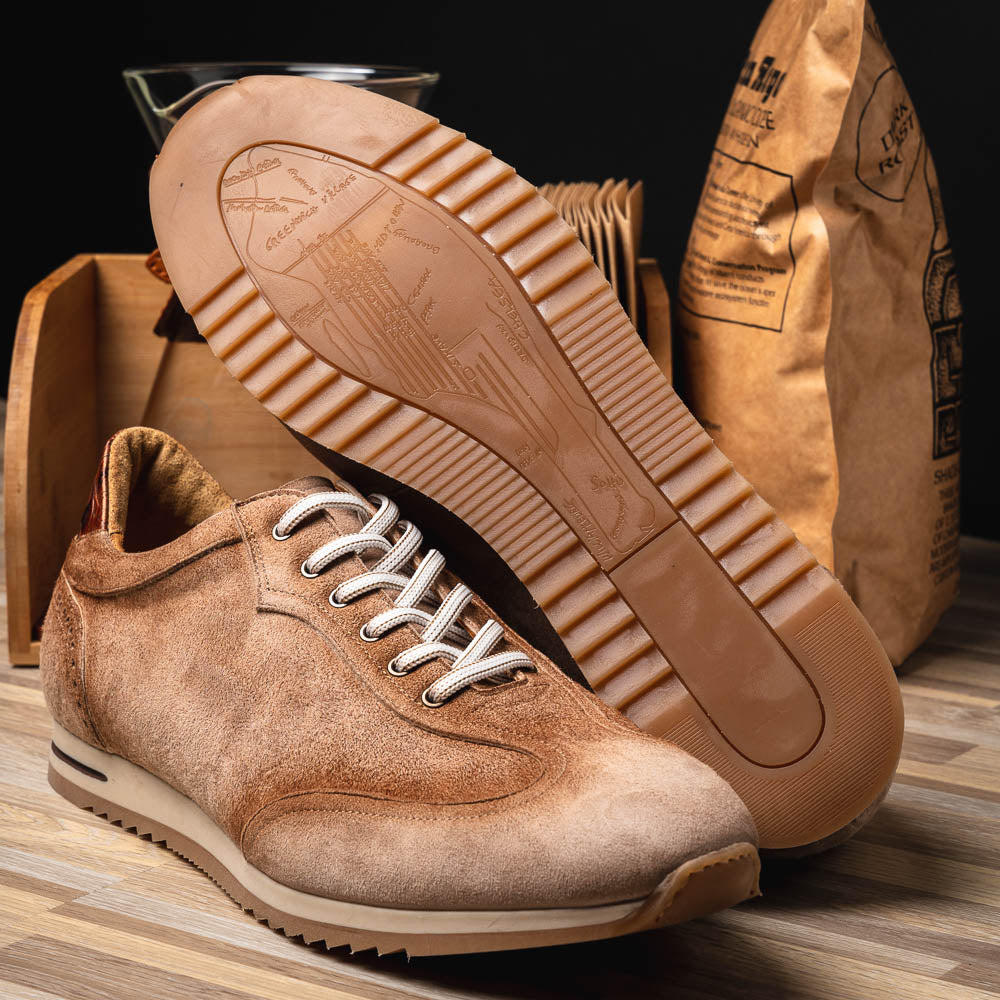 Zelli Costa Suede & Crocodile Sneakers Brown | MensDesignerShoe.com