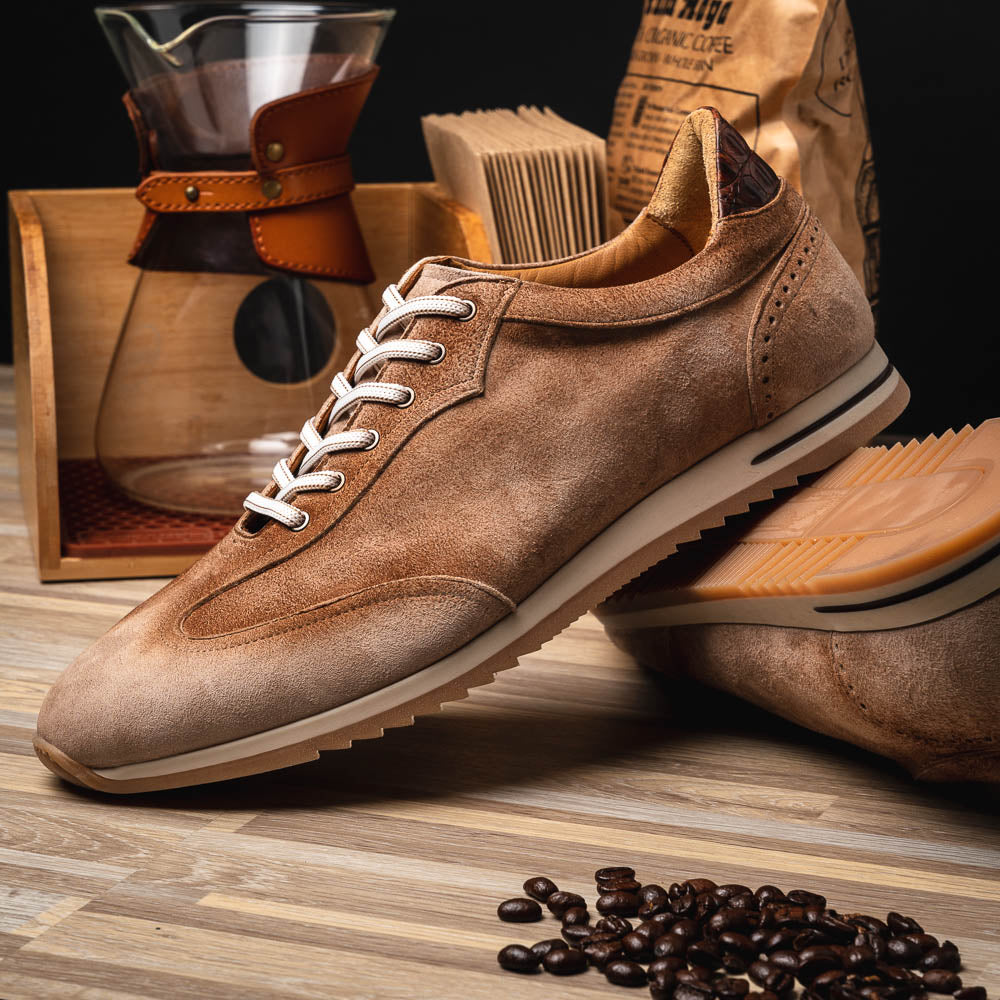 Zelli Costa Suede & Crocodile Sneakers Brown (66-200-BRN)
