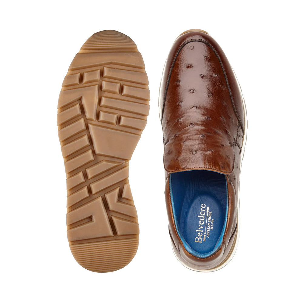 Belvedere Cramer Ostrich Slip-On Sneaker Ant. Peanut (G02)