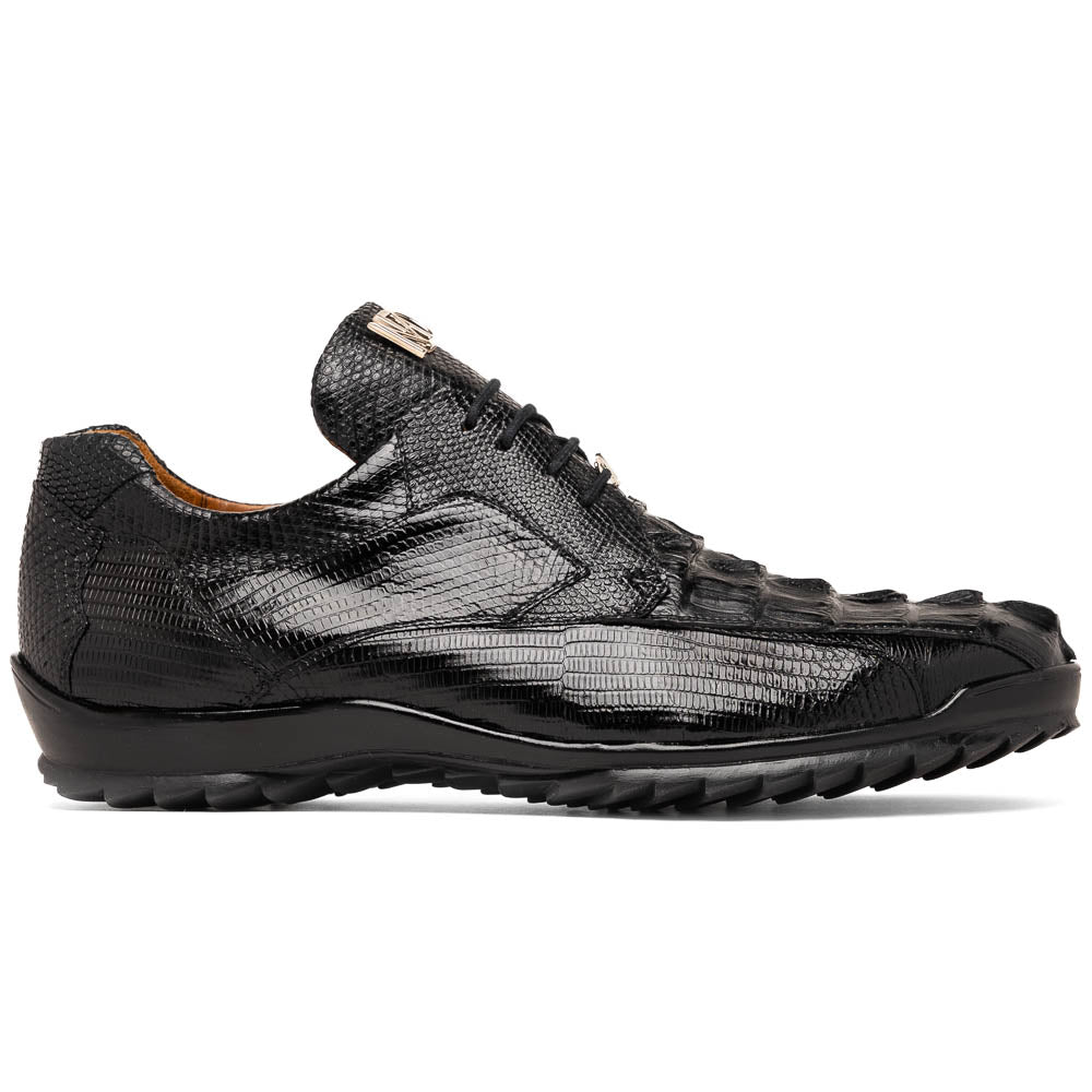 Marco Di Milano Crater Caiman Crocodile / Lizard Sneaker Black