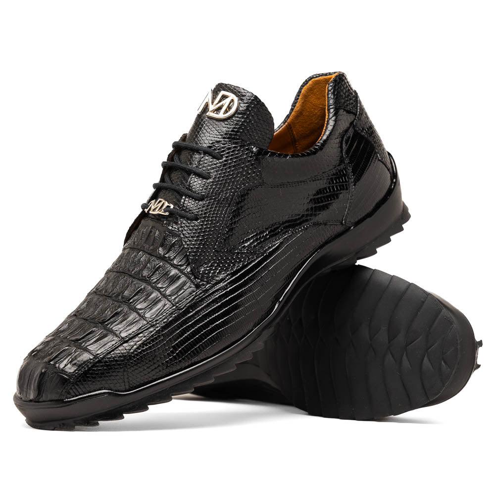 Marco Di Milano Crater Caiman Crocodile / Lizard Sneaker Black