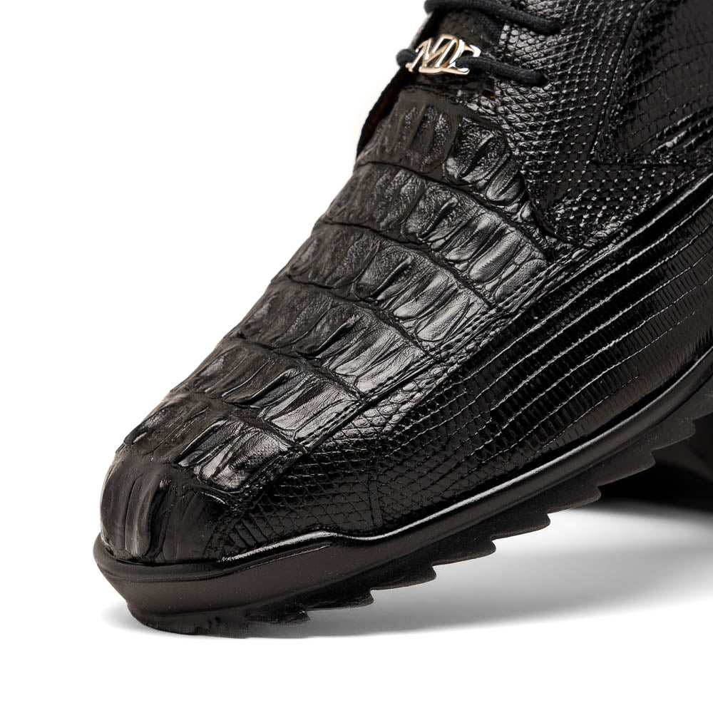 Marco Di Milano Crater Caiman Crocodile / Lizard Sneaker Black