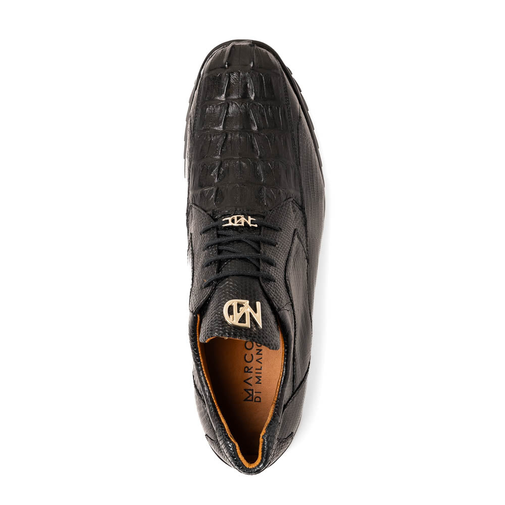 Marco Di Milano Crater Caiman Crocodile / Lizard Sneaker Black