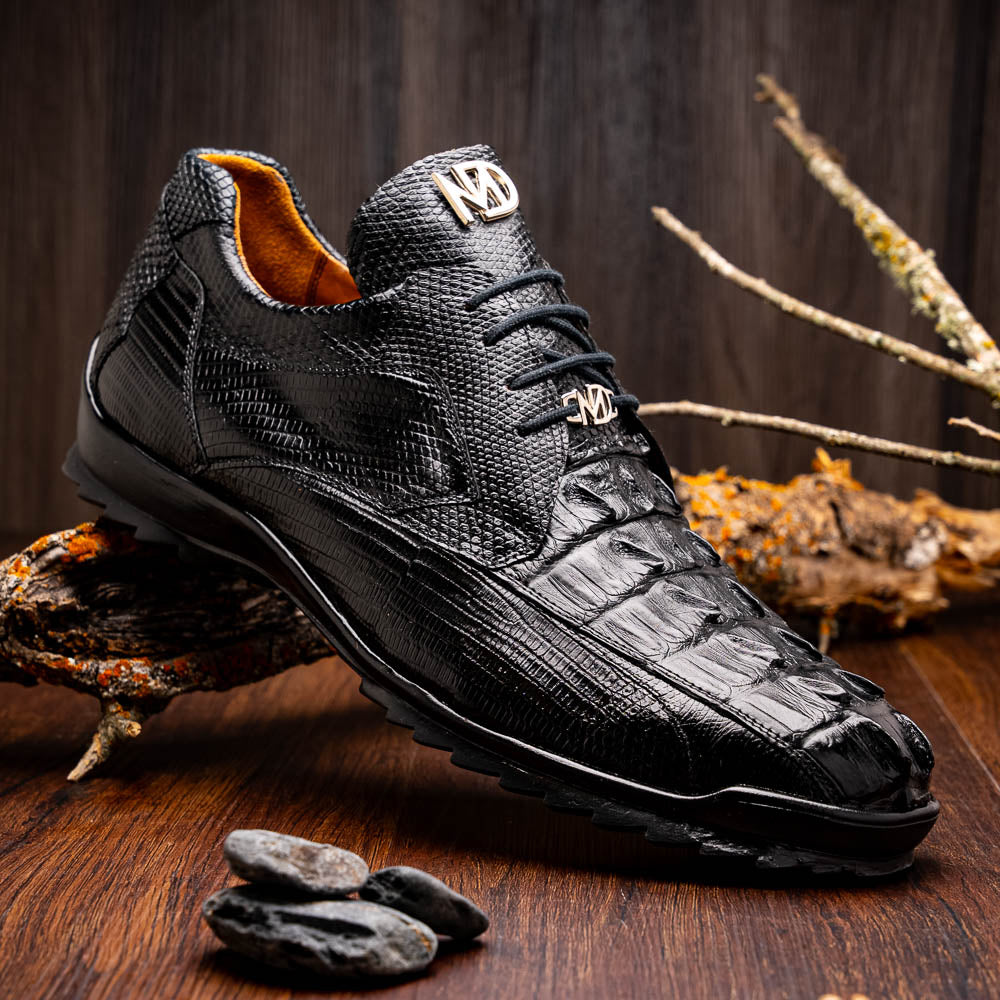 Marco Di Milano Crater Caiman Crocodile / Lizard Sneaker Black