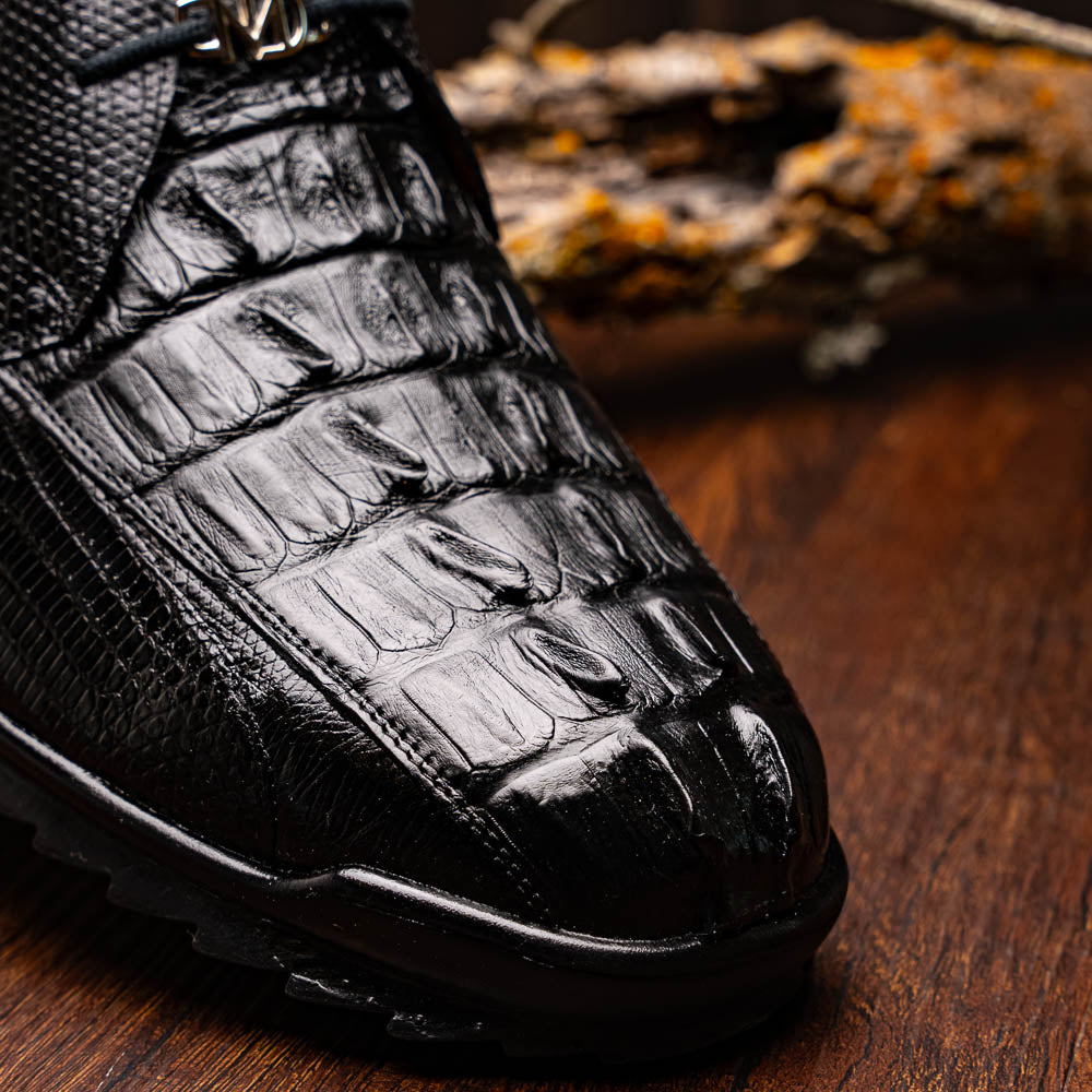 Marco Di Milano Crater Caiman Crocodile / Lizard Sneaker Black