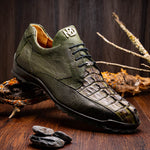 Marco Di Milano Crater Caiman Crocodile / Lizard Sneaker Rustic Olive