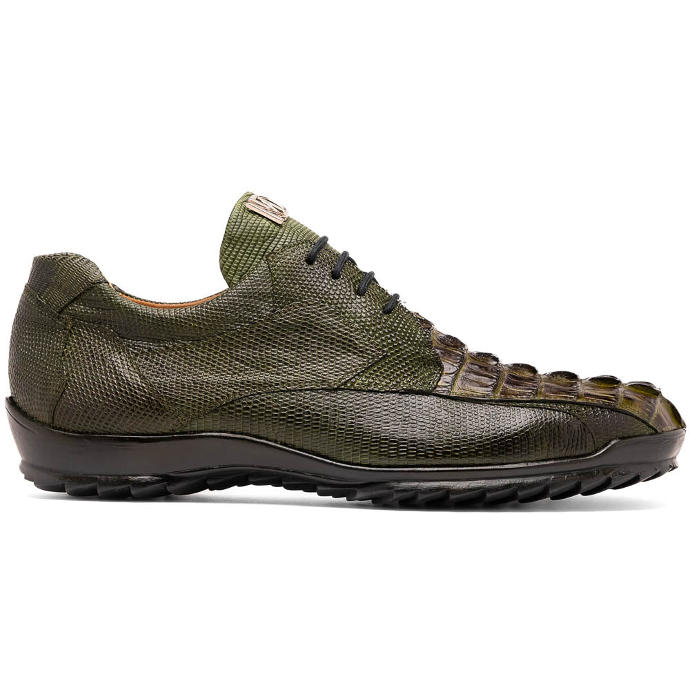 Marco Di Milano Crater Caiman Crocodile / Lizard Sneaker Rustic Olive