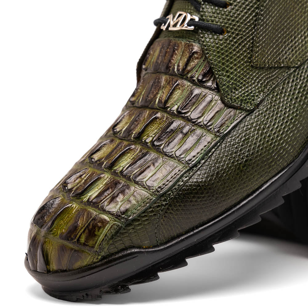 Marco Di Milano Crater Caiman Crocodile / Lizard Sneaker Rustic Olive