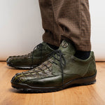 Marco Di Milano Crater Caiman Crocodile / Lizard Sneaker Rustic Olive