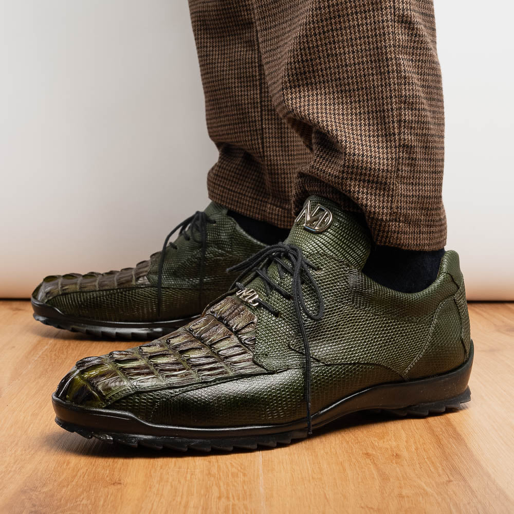 Marco Di Milano Crater Caiman Crocodile / Lizard Sneaker Rustic Olive