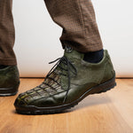 Marco Di Milano Crater Caiman Crocodile / Lizard Sneaker Rustic Olive