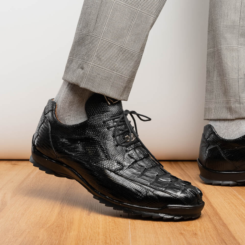 Marco Di Milano Crater Caiman Crocodile / Lizard Sneaker Black