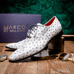 Marco Di Milano Criss Ostrich Quill Dress Oxfords Antique Newspaper