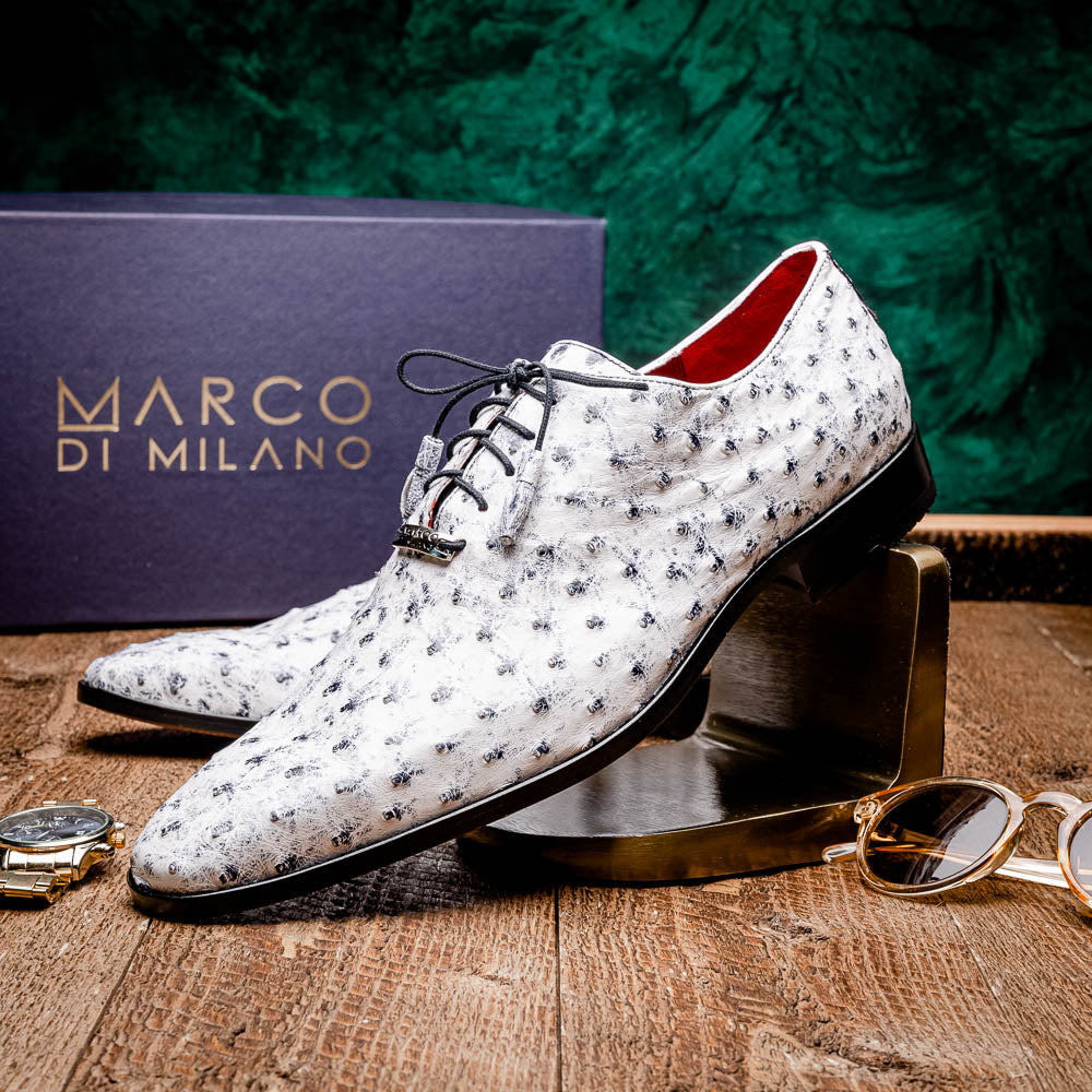 Marco Di Milano Criss Ostrich Quill Dress Oxfords Antique Newspaper