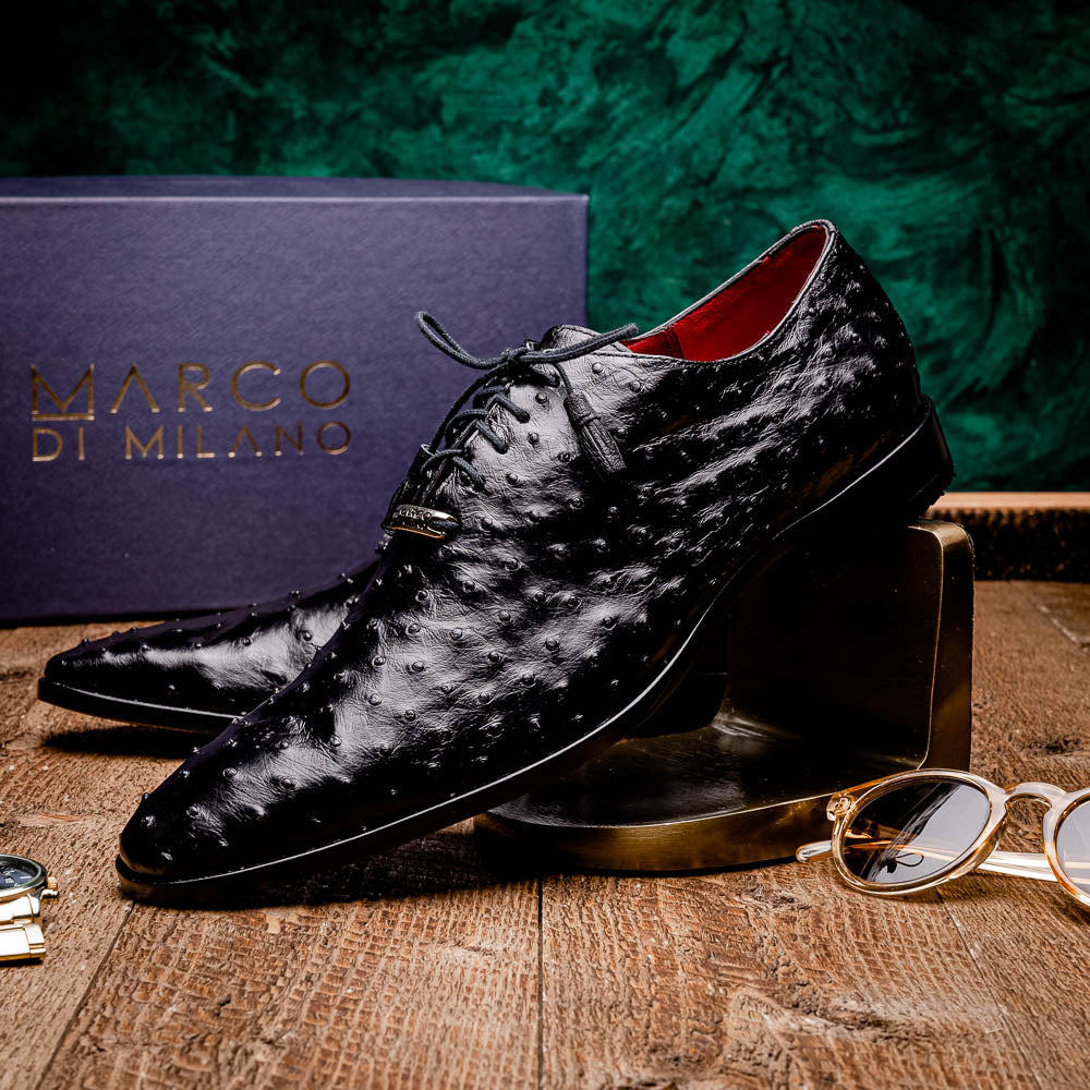 Marco Di Milano Criss Ostrich Quill Dress Oxfords Black