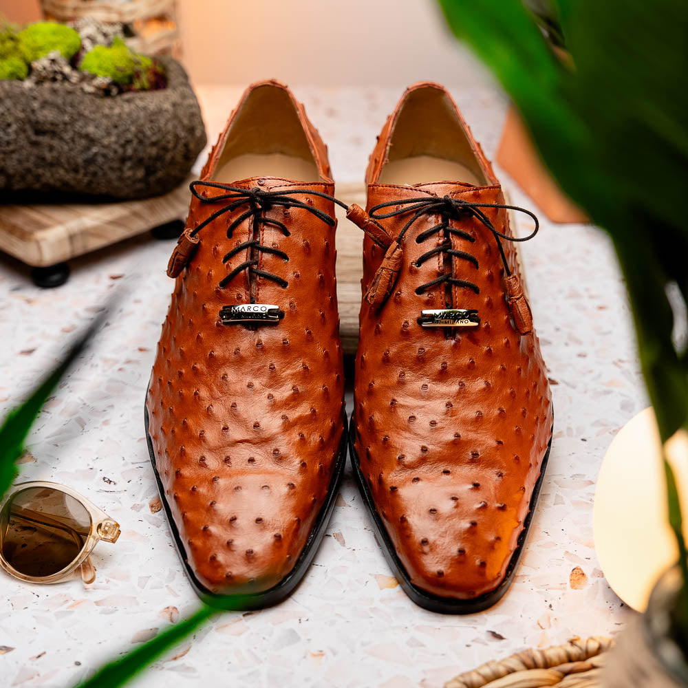 Marco Di Milano Criss Ostrich Quill Dress Oxfords Brandy