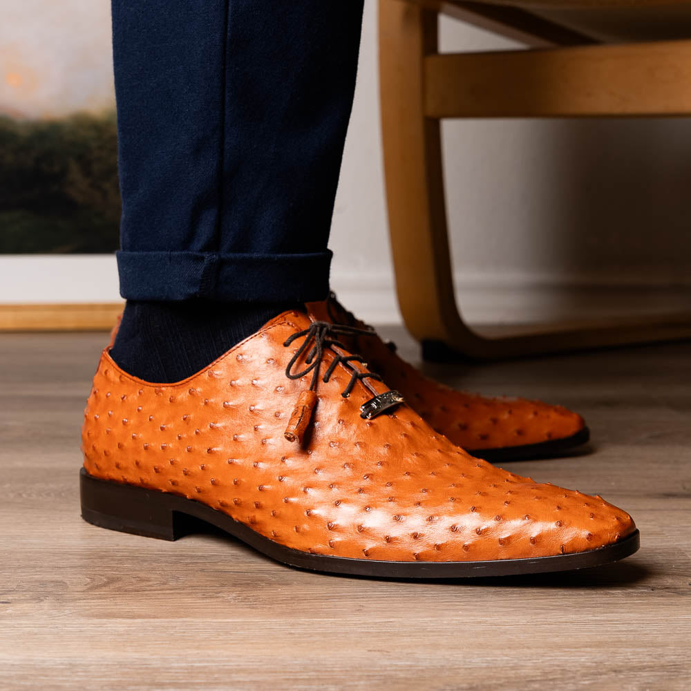 Marco Di Milano Criss Ostrich Quill Dress Oxfords Brandy