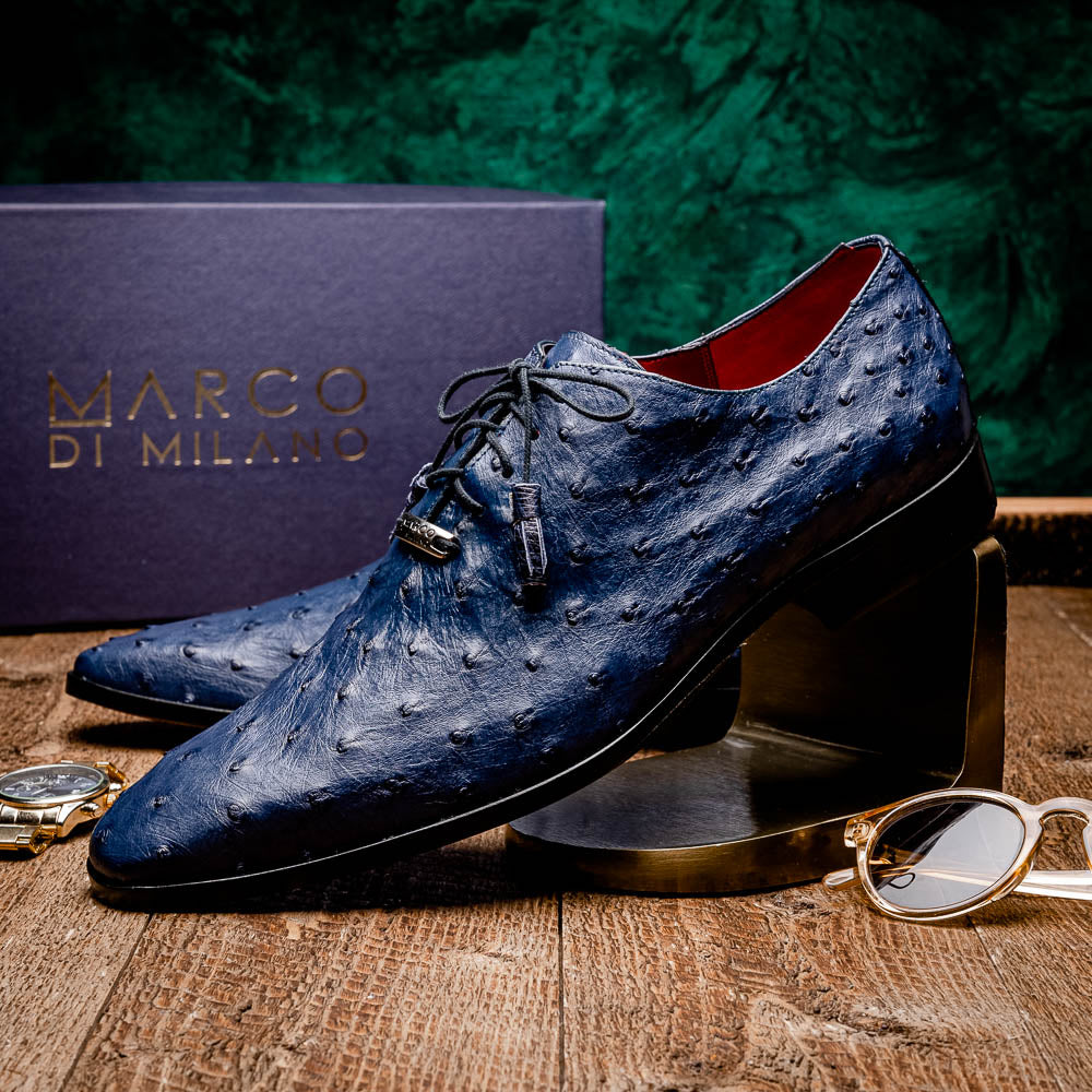 Marco Di Milano Criss Ostrich Quill Dress Oxfords Navy