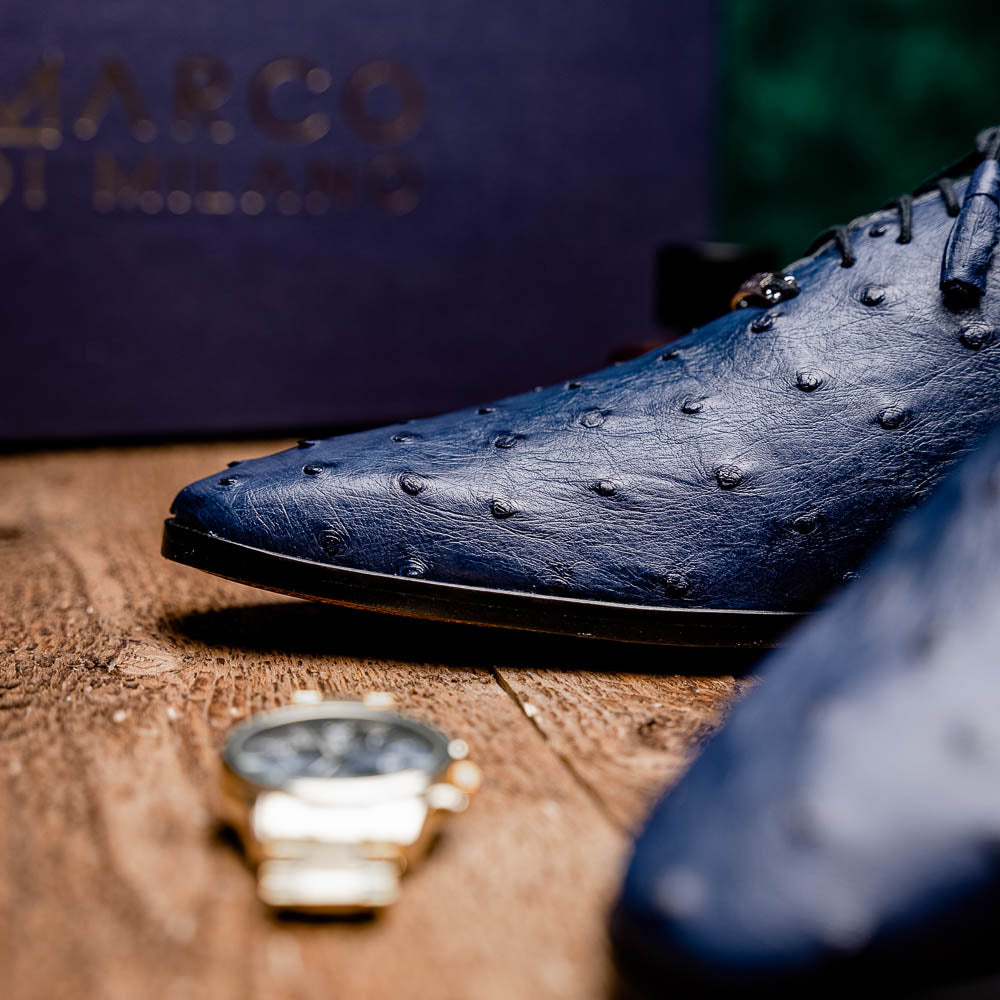 Marco Di Milano Criss Ostrich Quill Dress Oxfords Navy