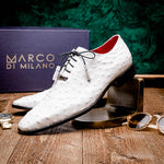 Marco Di Milano Criss Ostrich Quill Dress Oxfords White