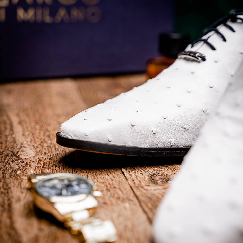 Marco Di Milano Criss Ostrich Quill Dress Oxfords White