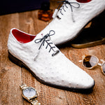 Marco Di Milano Criss Ostrich Quill Dress Oxfords White