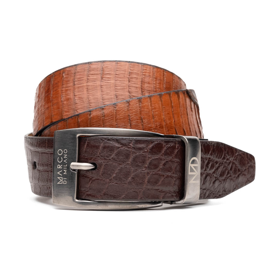 Marco Di Milano Crocodile & Cobra Belt Cognac / Brown