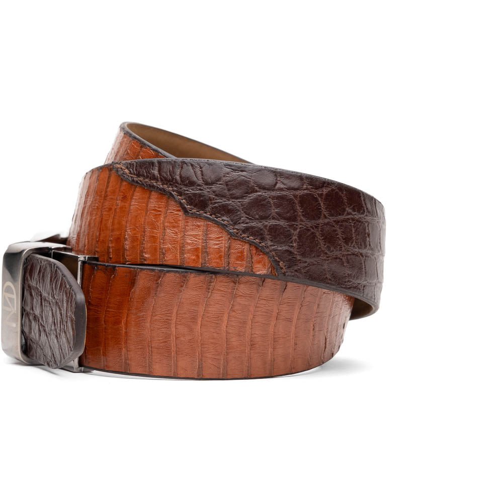 Marco Di Milano Crocodile & Cobra Belt Cognac / Brown