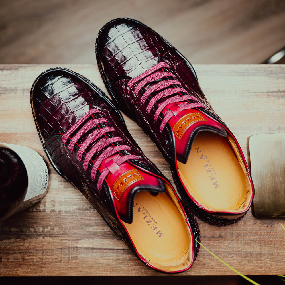 Mezlan Crocodile Super Sneaker II Burgundy (EXCLUSIVE) (AX4936-F)