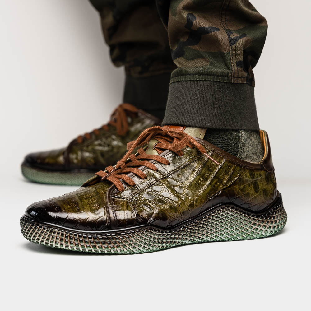 Mezlan Crocodile Super Sneaker Olive Green (EXCLUSIVE) (AX4936-F)