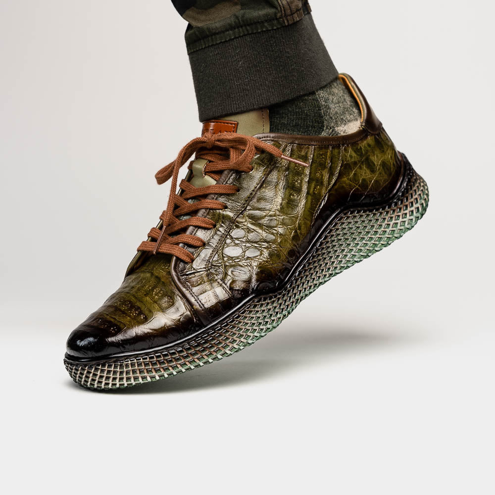 Mezlan Crocodile Super Sneaker Olive Green (EXCLUSIVE) (AX4936-F)