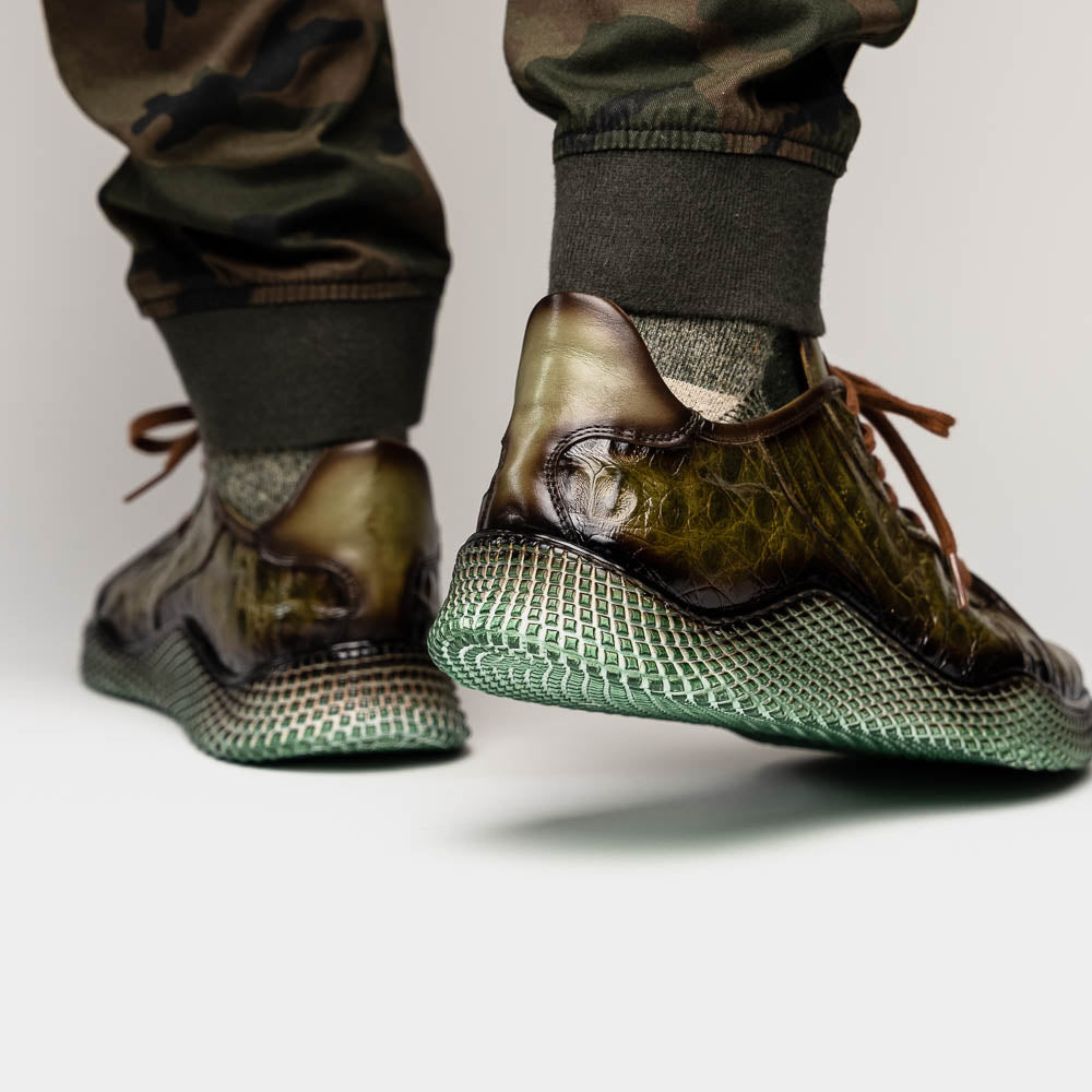 Mezlan Crocodile Super Sneaker Olive Green (EXCLUSIVE) (AX4936-F)
