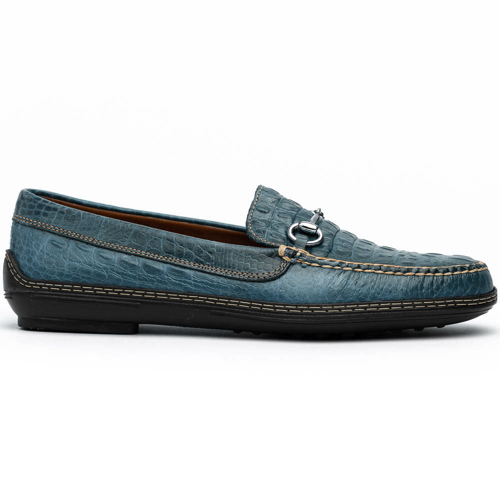 TB Phelps Croco Horsebit Driver Navy