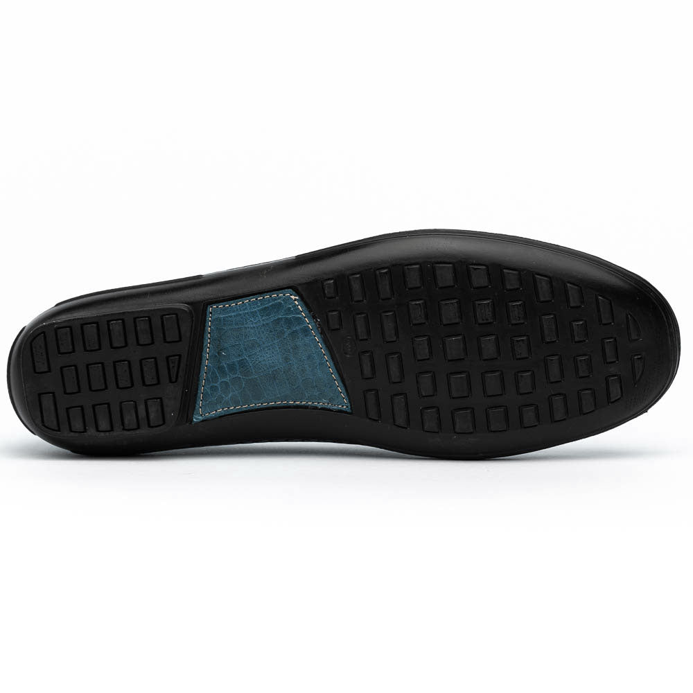 TB Phelps Croco Horsebit Driver Navy