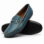TB Phelps Croco Horsebit Driver Navy