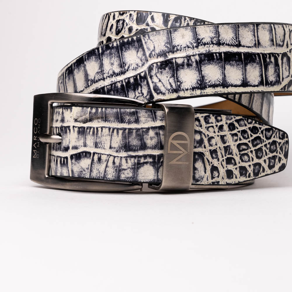 Marco Di Milano Crocodile Belt Antique Newspaper