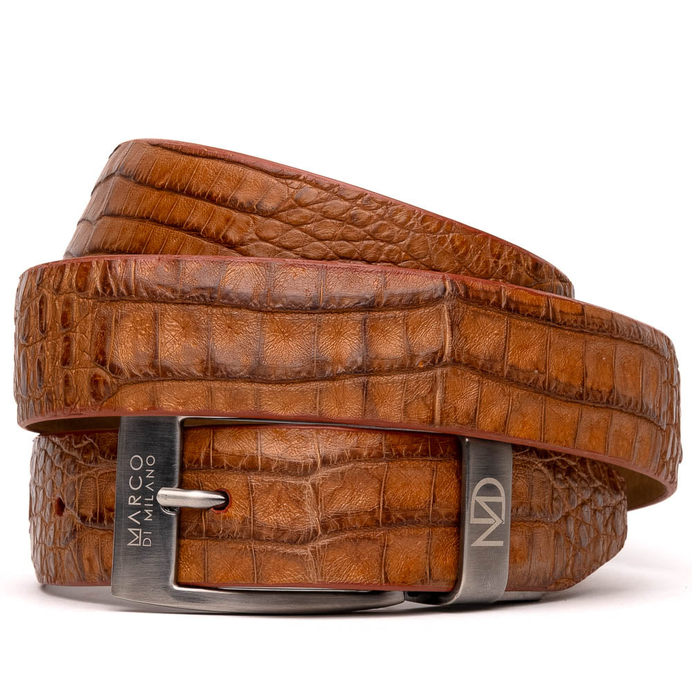 Marco Di Milano Crocodile Belt Cognac
